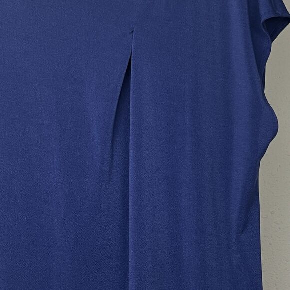 Banana Republic Blue Career Blouse XL Modern Pleat Quiet Luxury Minimalist Top - Picture 3 of 5